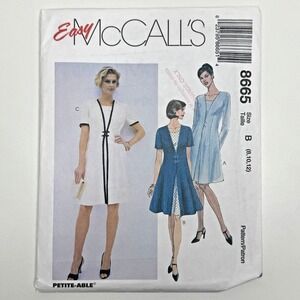 McCALLS 8665 Uncut Sewing Pattern 8 10 12 Semi-Fitted Dress w. Overlay Vtg 90s
